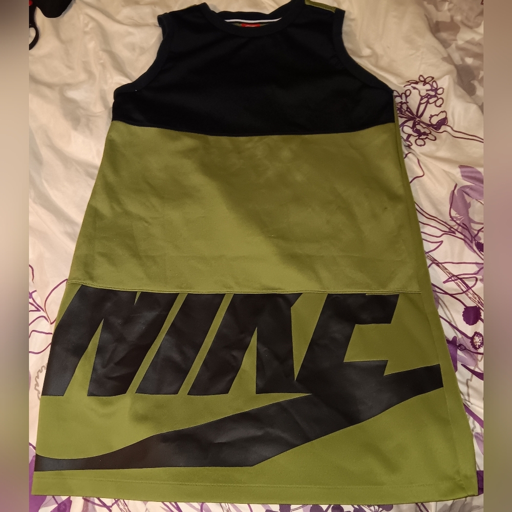 Nike Black and Olive Green Crew Neck Tennis Dress